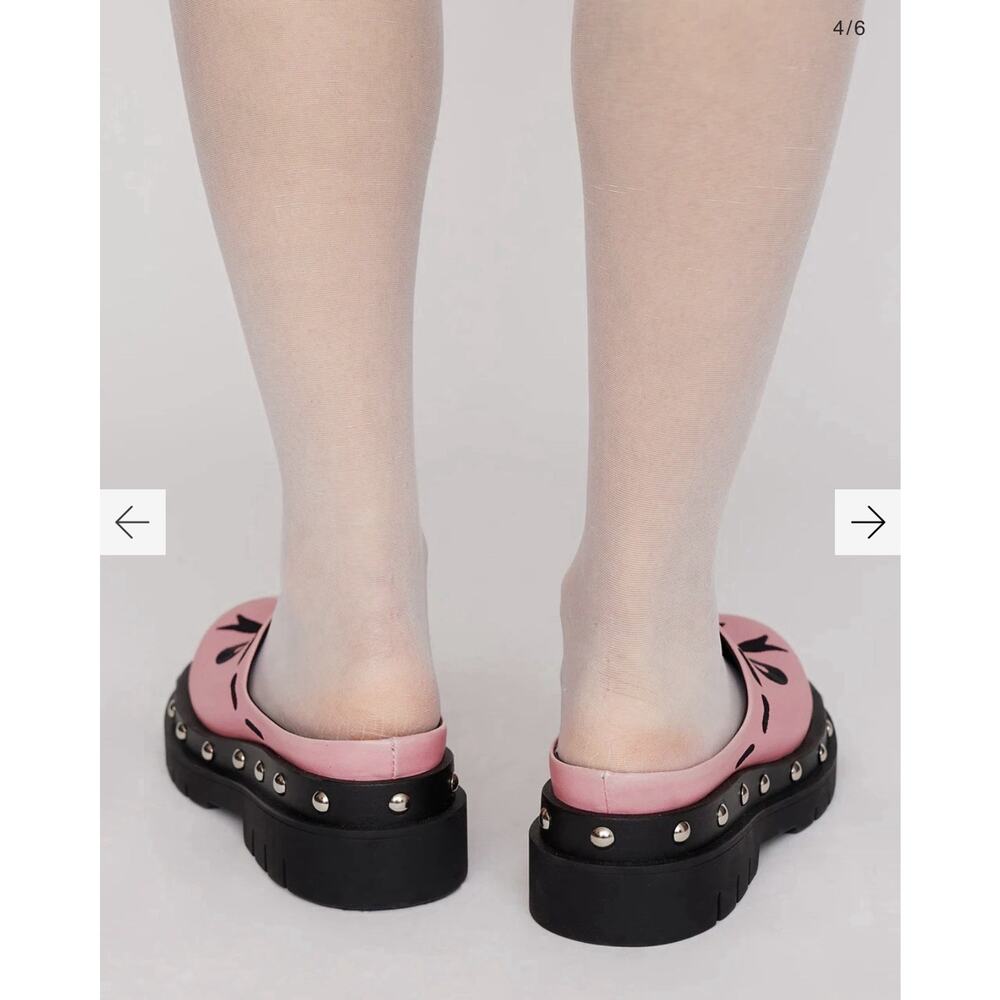 Lazy Oaf Women's Pink Pretty Tough Bow Clogs Shoes - Size EU40/9.5US - Picture 3 of 8